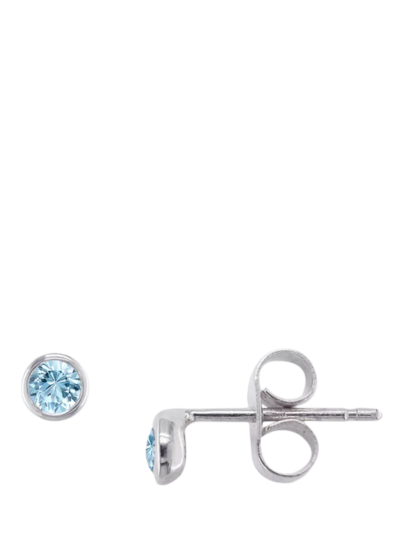 E.W Adams 9ct white gold aquamarine stud earrings - British product