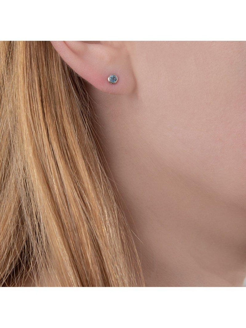 E.W Adams 9ct white gold aquamarine stud earrings - British product