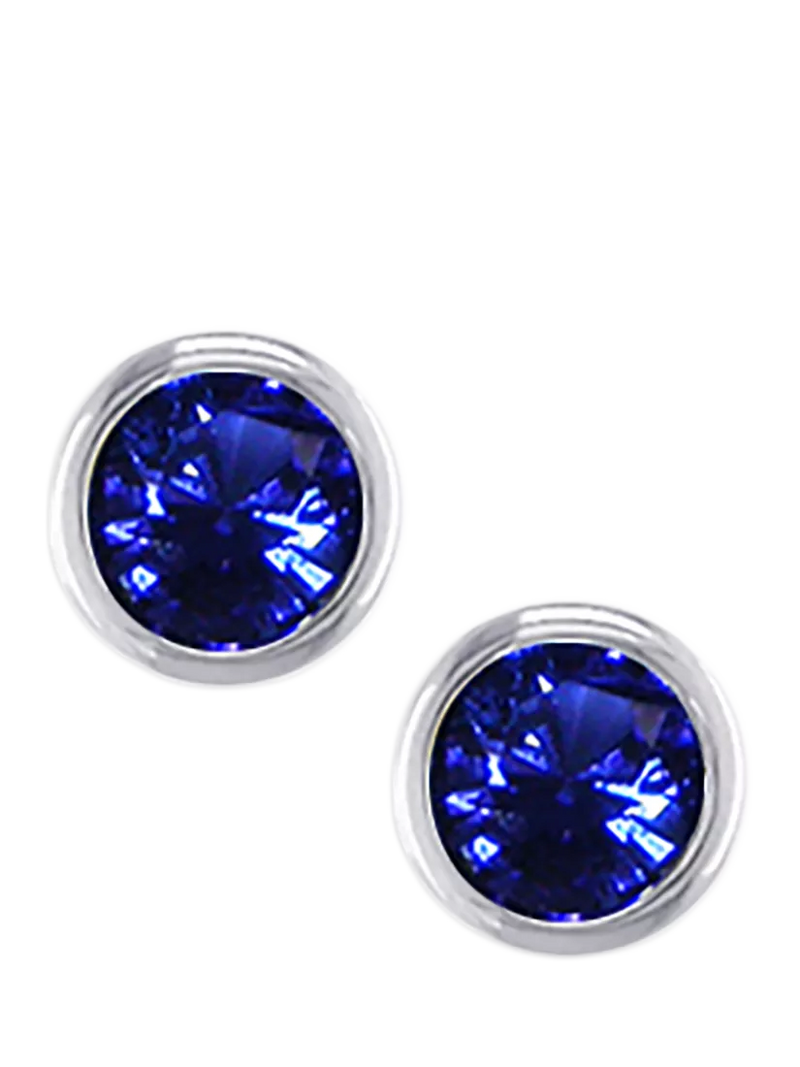 E.W Adams 9ct white gold round sapphire stud earrings, imported from the UK