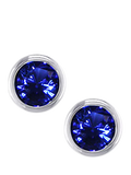 E.W Adams 9ct white gold round sapphire stud earrings, imported from the UK