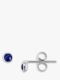 E.W Adams 9ct white gold round sapphire stud earrings, imported from the UK