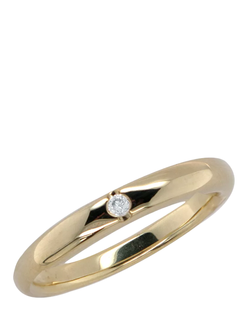E.W Adams 9ct yellow gold diamond band ring size M (British brand)