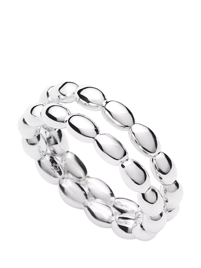 Missoma Molten Olive Double Band Stacking Ring, Silver