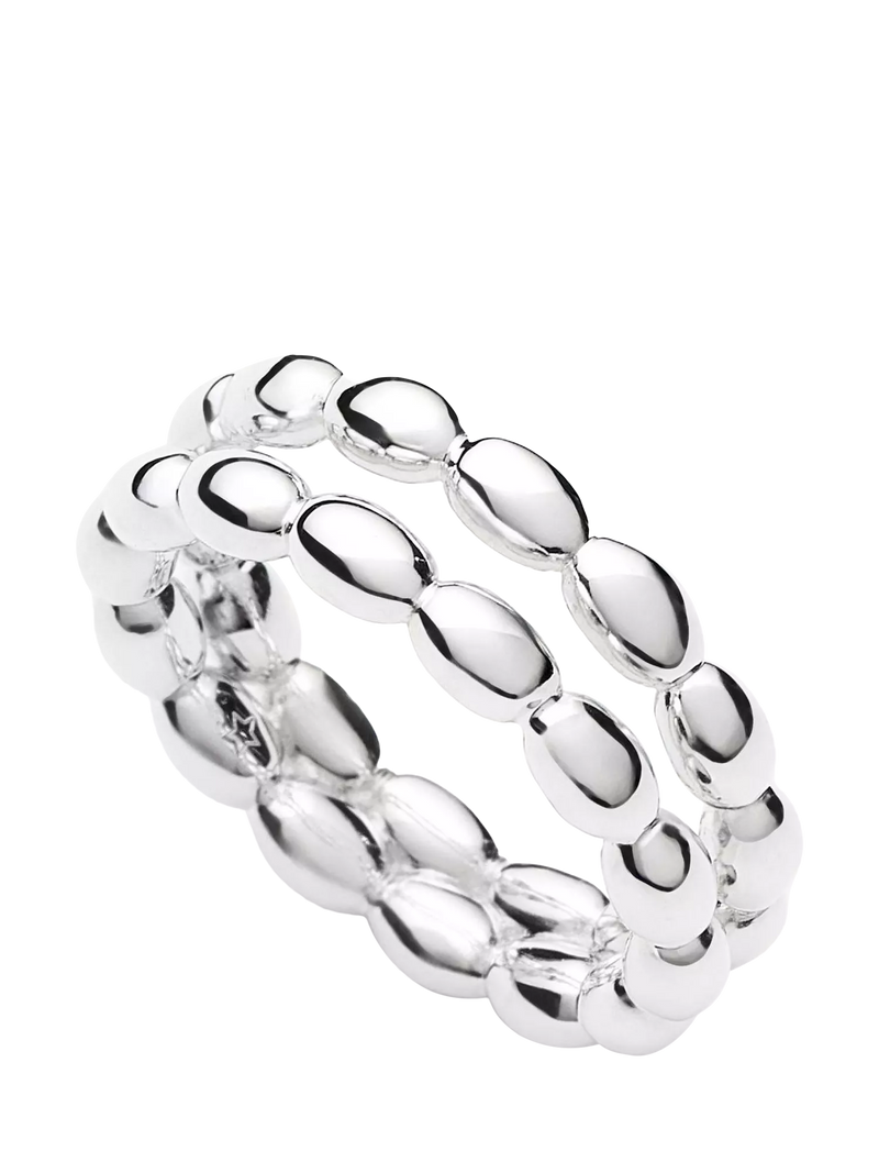 Missoma Molten Olive Double Band Stacking Ring, Silver