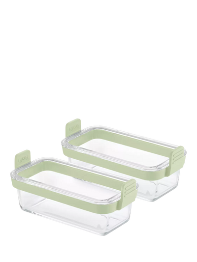 John Lewis Lékué Air Fryer Rectangular Glass Dish, Set of 2, Clear/Green- Buy online at McGrocer