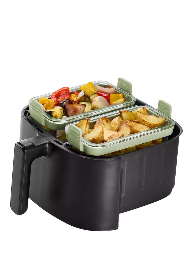 Lékué air fryer glass dish set clear green, imported from the UK