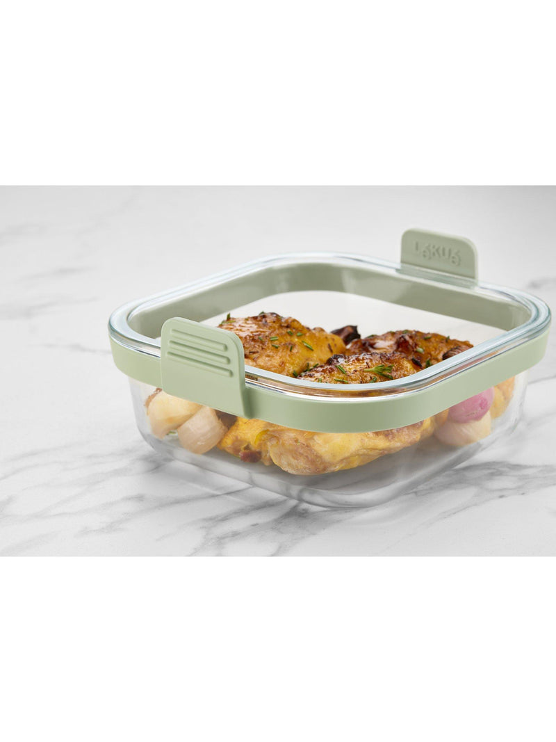Lékué air fryer square glass dish clear green (British brand)