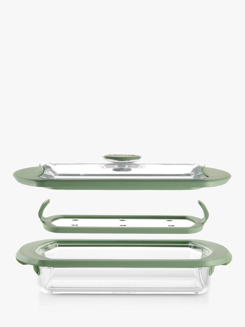 Lékué glass steam cooker set with tray (British brand)