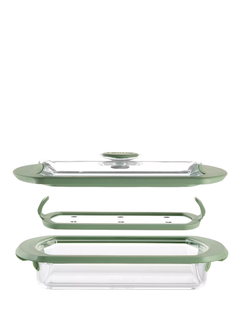 Lékué glass steam cooker set with tray (British brand)