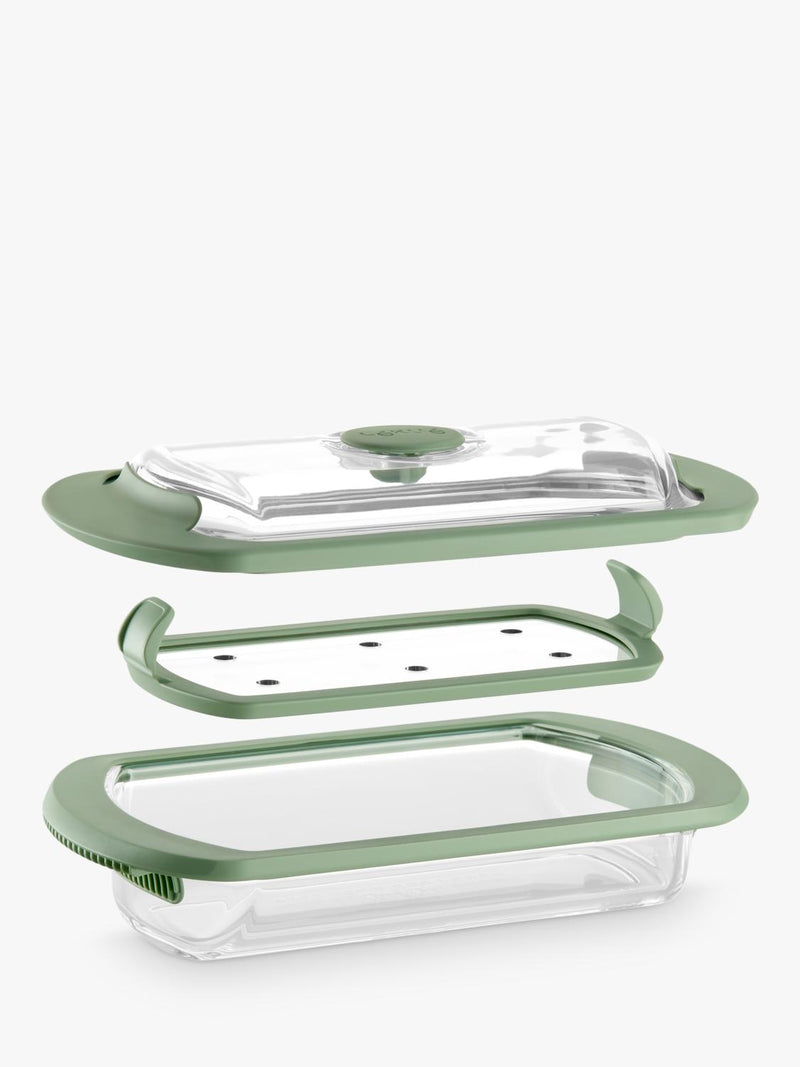 Lékué glass steam cooker set with tray (British brand)