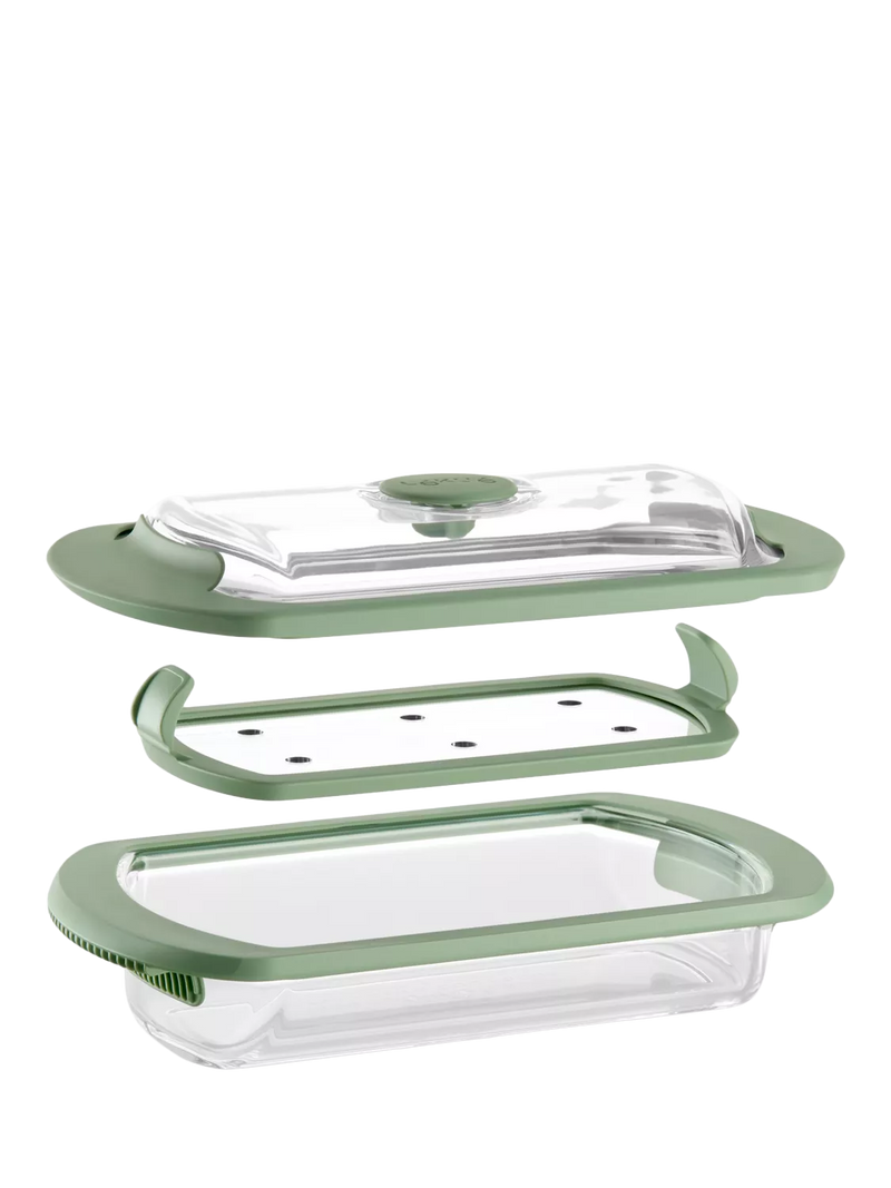 Lékué glass steam cooker set with tray (British brand)