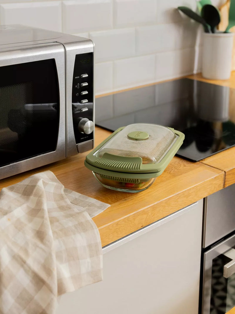 Lékué glass steam cooker set with tray (British brand)