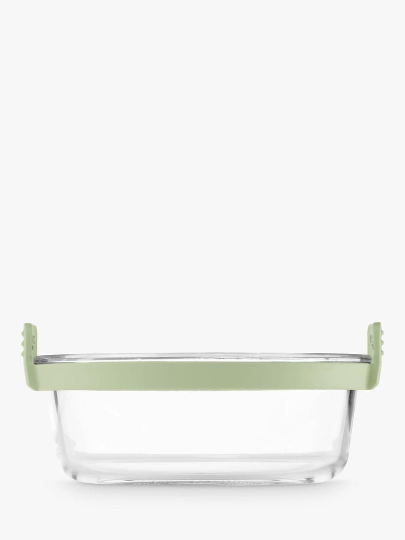 Lékué air fryer round glass dish with green silicone handles (British brand)