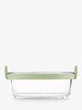 Lékué air fryer round glass dish with green silicone handles (British brand)