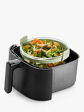 Lékué air fryer round glass dish with green silicone handles (British brand)