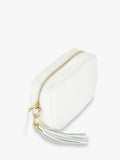 Apatchy London white tassel leather crossbody bag - British product
