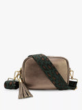 Apatchy London tassel leather crossbody bag bronze cheetah strap - British product