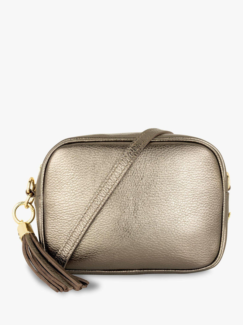 Apatchy London tassel leather crossbody bag bronze cheetah strap - British product