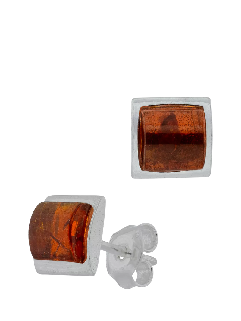 Be-Jewelled sterling silver amber stud earrings, imported from the UK