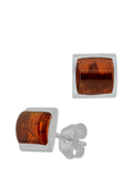 Be-Jewelled sterling silver amber stud earrings, imported from the UK