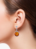Be-Jewelled Baltic amber drop studs in sterling silver - British product