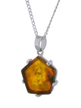 John Lewis Be-Jewelled Natural Baltic Amber Pendant Necklace, Silver, 46cm Chain- Buy online at McGrocer