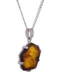 Be-Jewelled hexagonal Baltic amber pendant necklace with 46cm chain, UK version