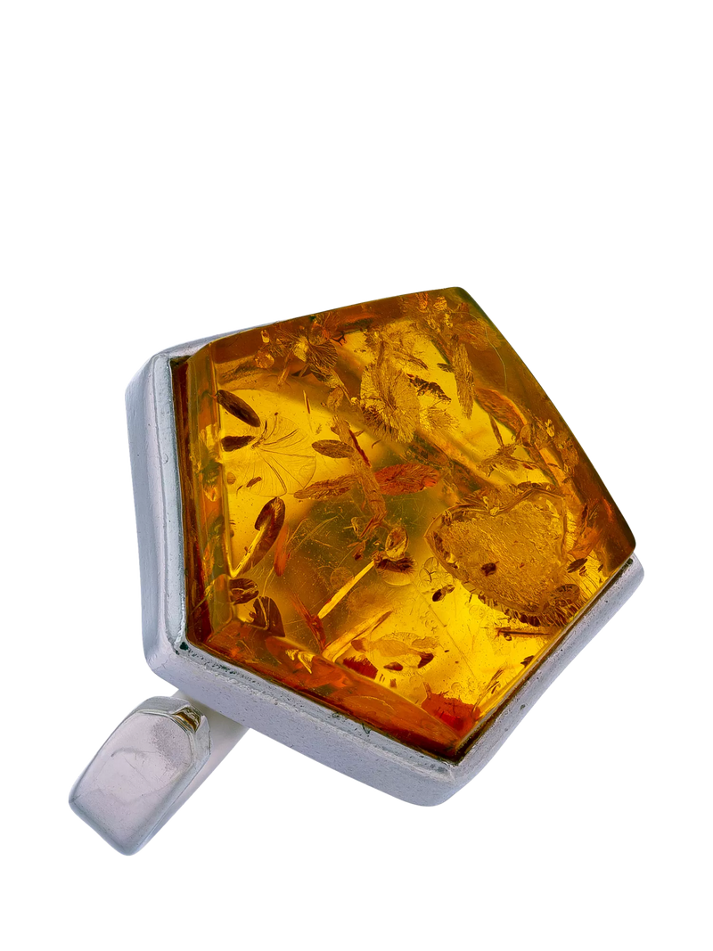Be-Jewelled natural Baltic cognac amber ring adjustable - British product