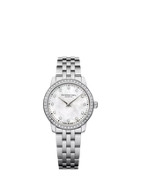 John Lewis Raymond Weil Women's Toccata Mother of Pearl Dial Bracelet Watch, White/Silver, 24mm- Buy online at McGrocer