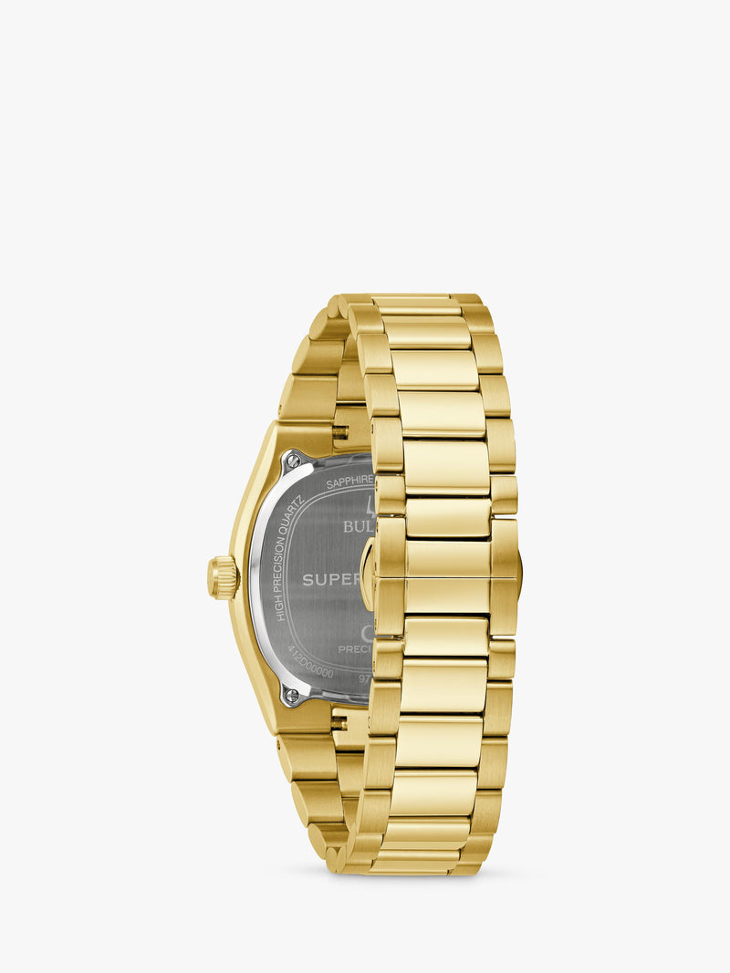 Bulova Super Seville square watch gold tone silver dial - British product