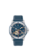John Lewis Bulova Marine Star Men's Automatic Silicone Strap Watch, Blue- Buy online at McGrocer