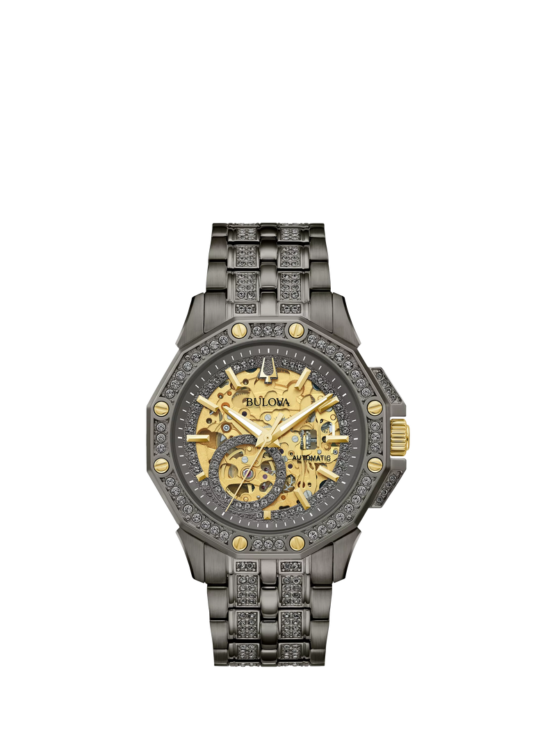 Bulova Crystal Octava men's automatic watch grey steel, UK version