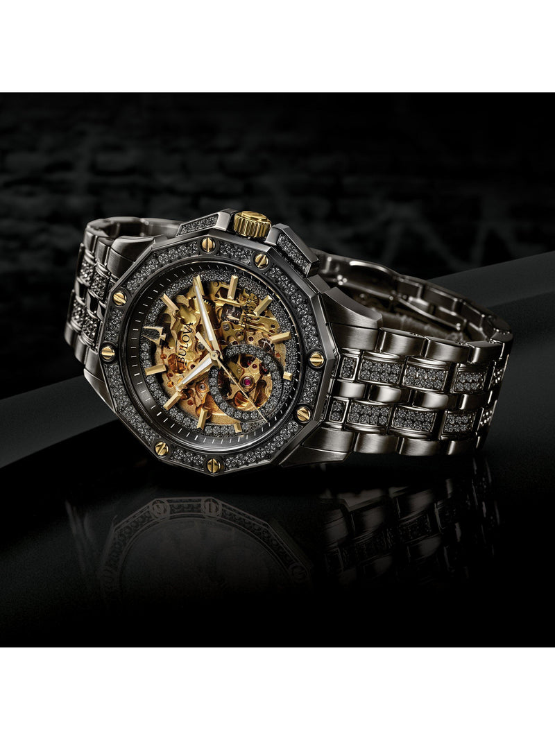 Bulova Crystal Octava men's automatic watch grey steel, UK version
