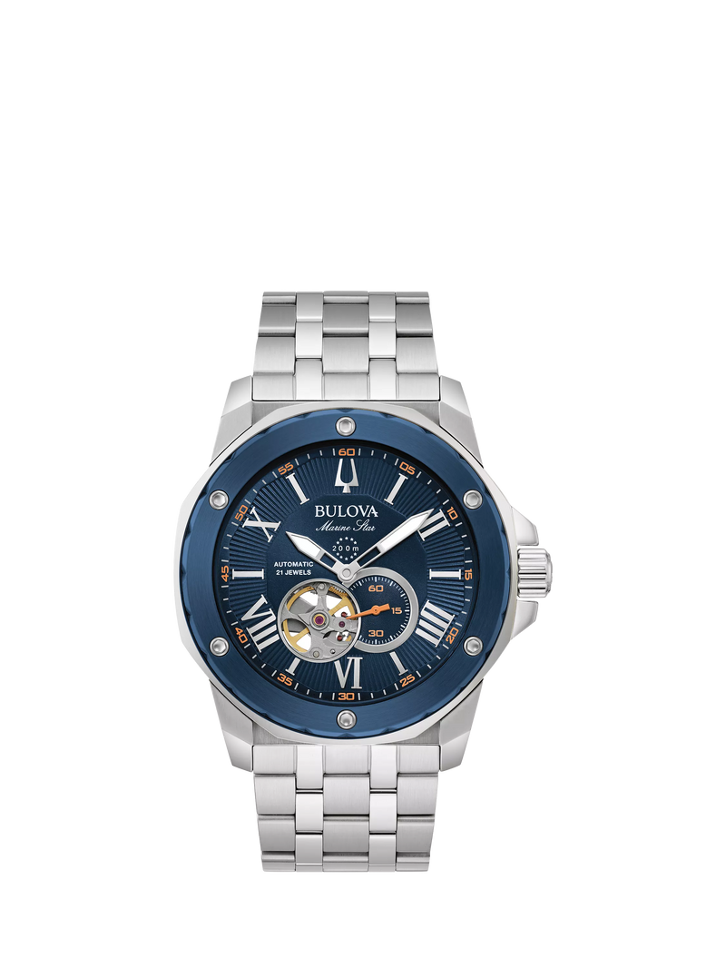 Bulova Marine Star men's automatic watch blue dial - British product