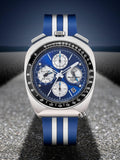 Bulova racing chronograph watch blue dial rubber strap, UK version