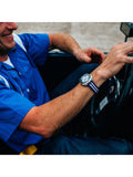 Bulova racing chronograph watch blue dial rubber strap, UK version