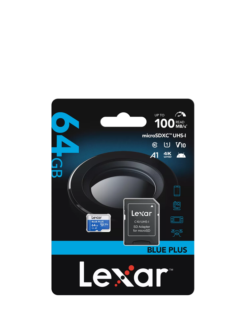 Lexar Blue Plus MicroSDXC card 64GB (British brand)