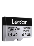 Lexar Silver Plus microSDXC card 64GB, imported from the UK