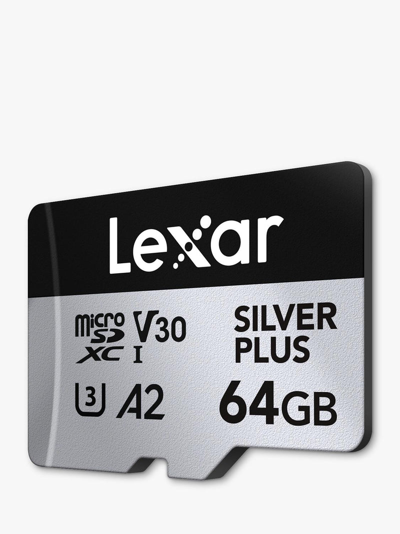 Lexar Silver Plus microSDXC card 64GB, imported from the UK