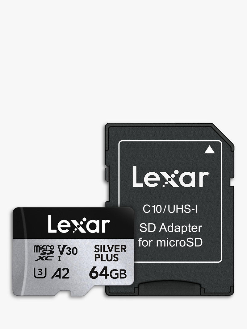 Lexar Silver Plus microSDXC card 64GB, imported from the UK