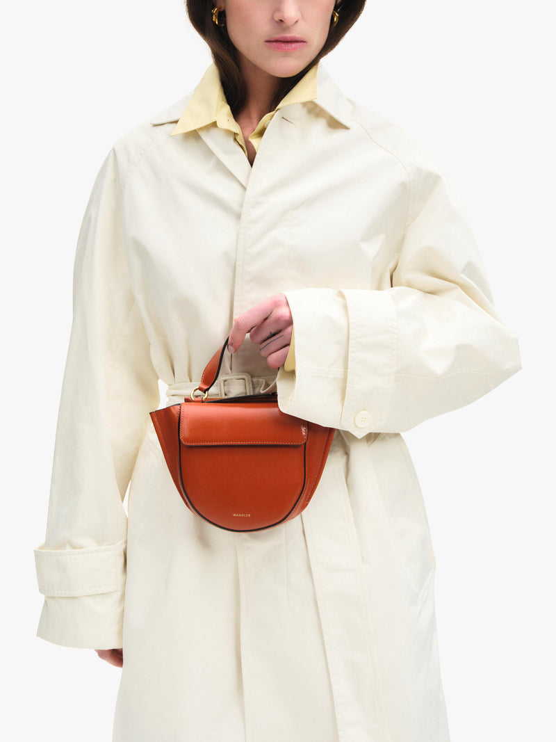 Wandler mini leather tote bag Carrot Glaze, imported from the UK
