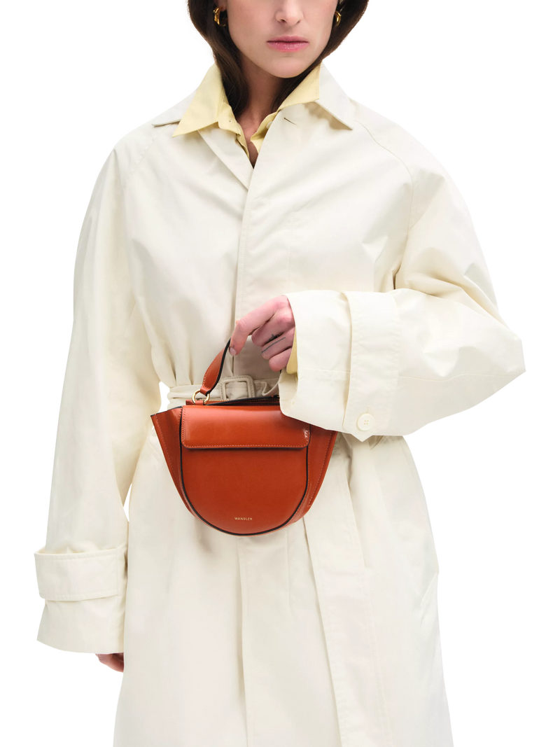 Wandler mini leather tote bag Carrot Glaze, imported from the UK