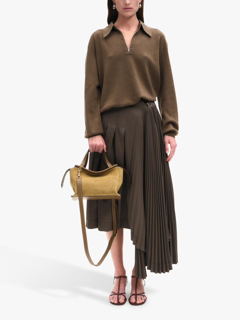 Wandler Ida Tote Bag in khaki suede calf leather (British brand)
