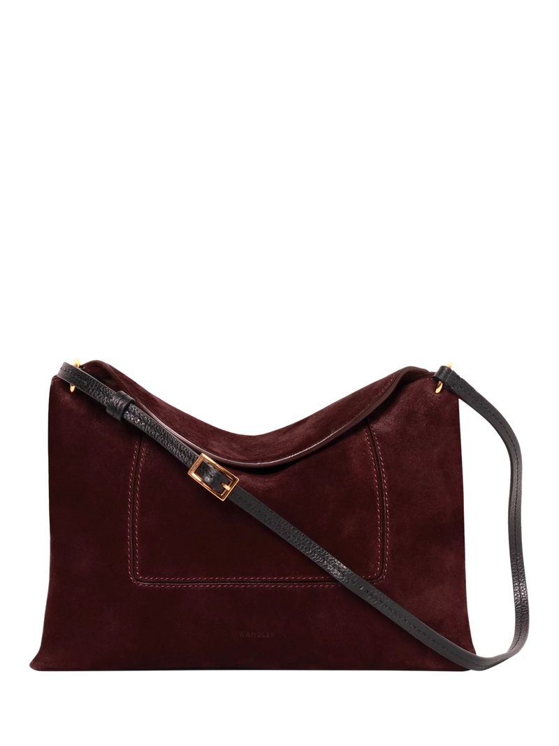 Wandler Penelope slouchy shoulder bag acai suede, imported from the UK