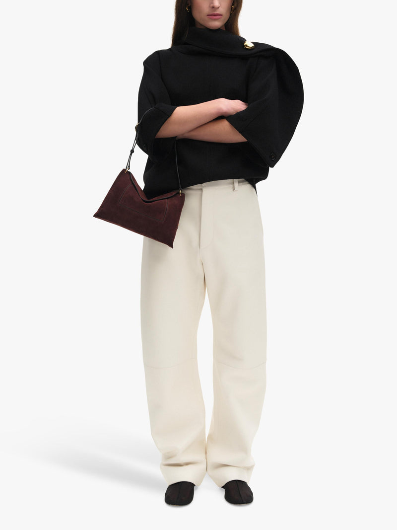 Wandler Penelope slouchy shoulder bag acai suede, imported from the UK