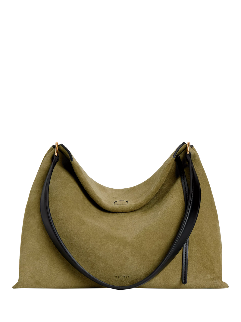 Wandler Penelope tote bag small khaki suede black leather, UK version
