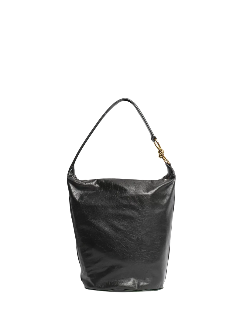 Bottega Veneta leather knot shoulder bag dark green 27x30cm (British brand)
