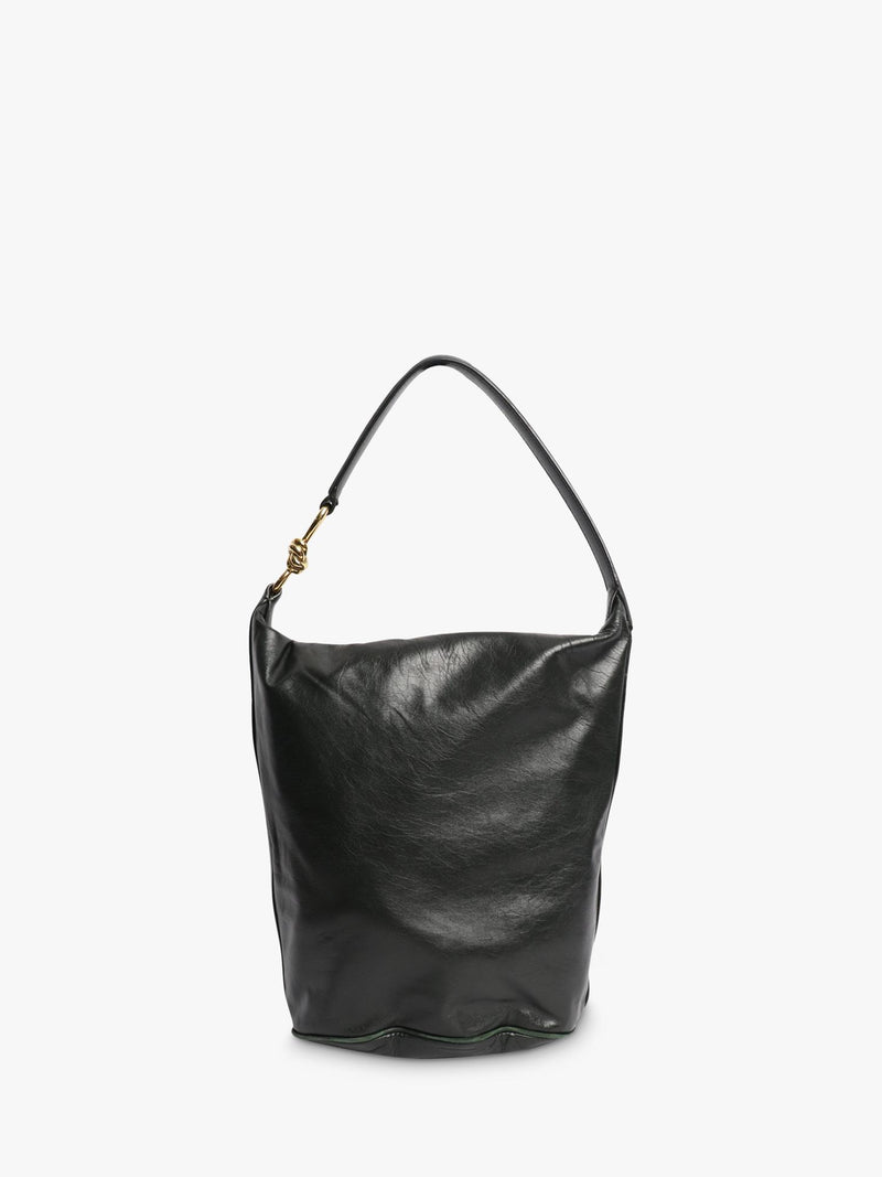 Bottega Veneta leather knot shoulder bag dark green 27x30cm (British brand)