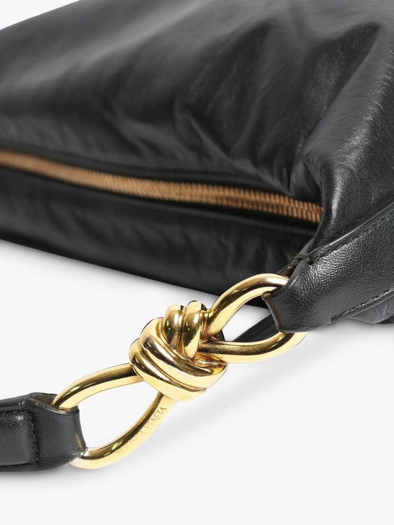 Bottega Veneta leather knot shoulder bag dark green 27x30cm (British brand)