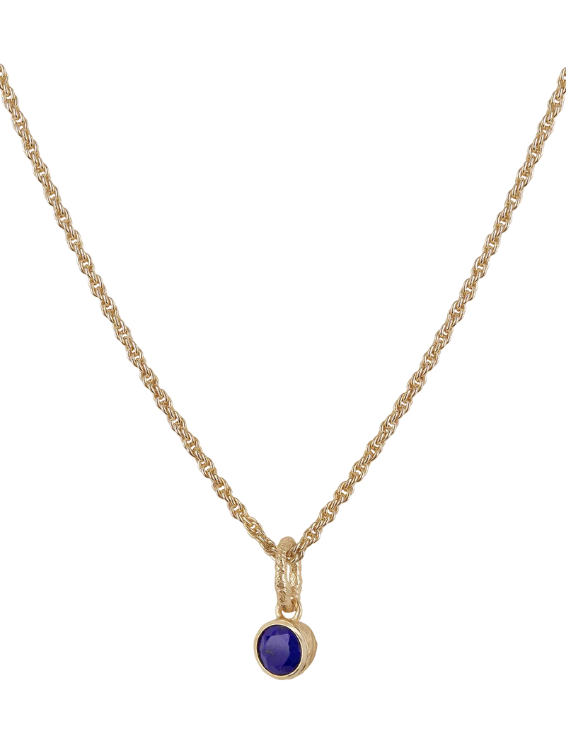 TUTTI Lapis birthstone necklace gold pendant adjustable chain - British product